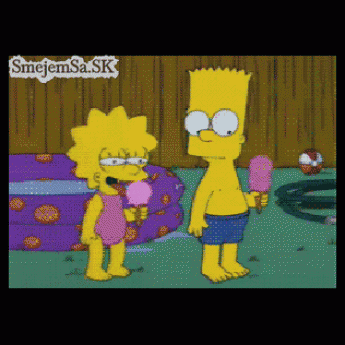 GIF: Líza a Bart jedia zmrzlinu