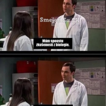 Sheldon a jeho skúsenosti s biológiou